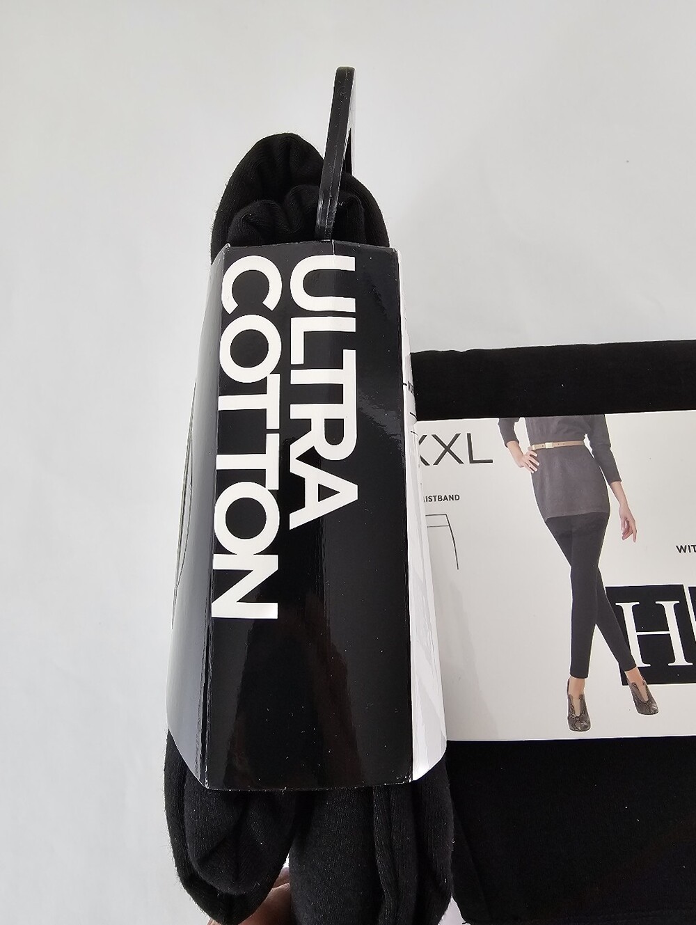 HUE Ultra Cotton Wide Waistband Leggings Black Pack Of 2 - XXL / 2X - NEW - Picture 3 of 4